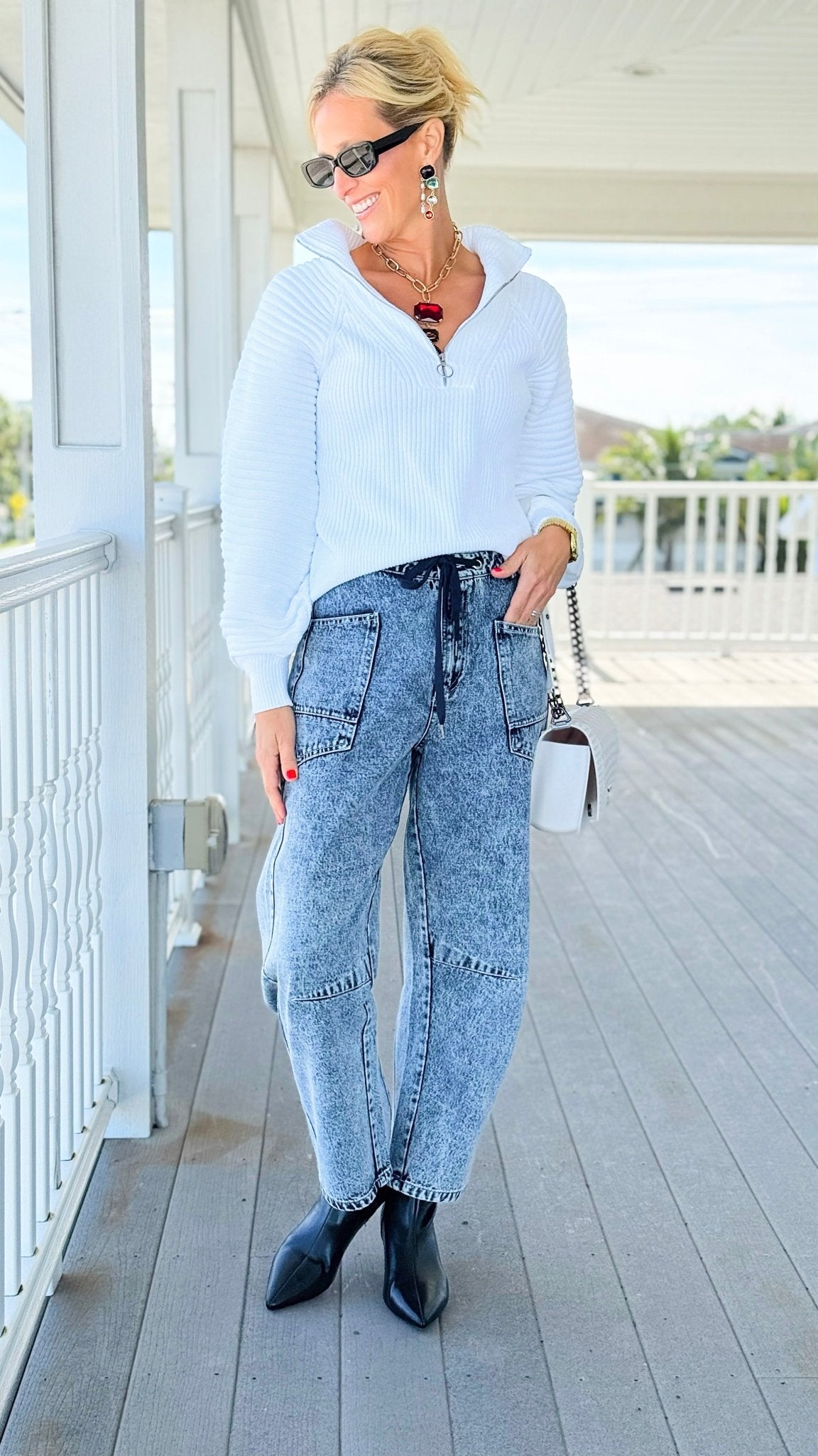 Dreamscape Drawstring Wide Leg Pants-190 Denim-LovLov-Coastal Bloom Boutique, find the trendiest versions of the popular styles and looks Located in Indialantic, FL