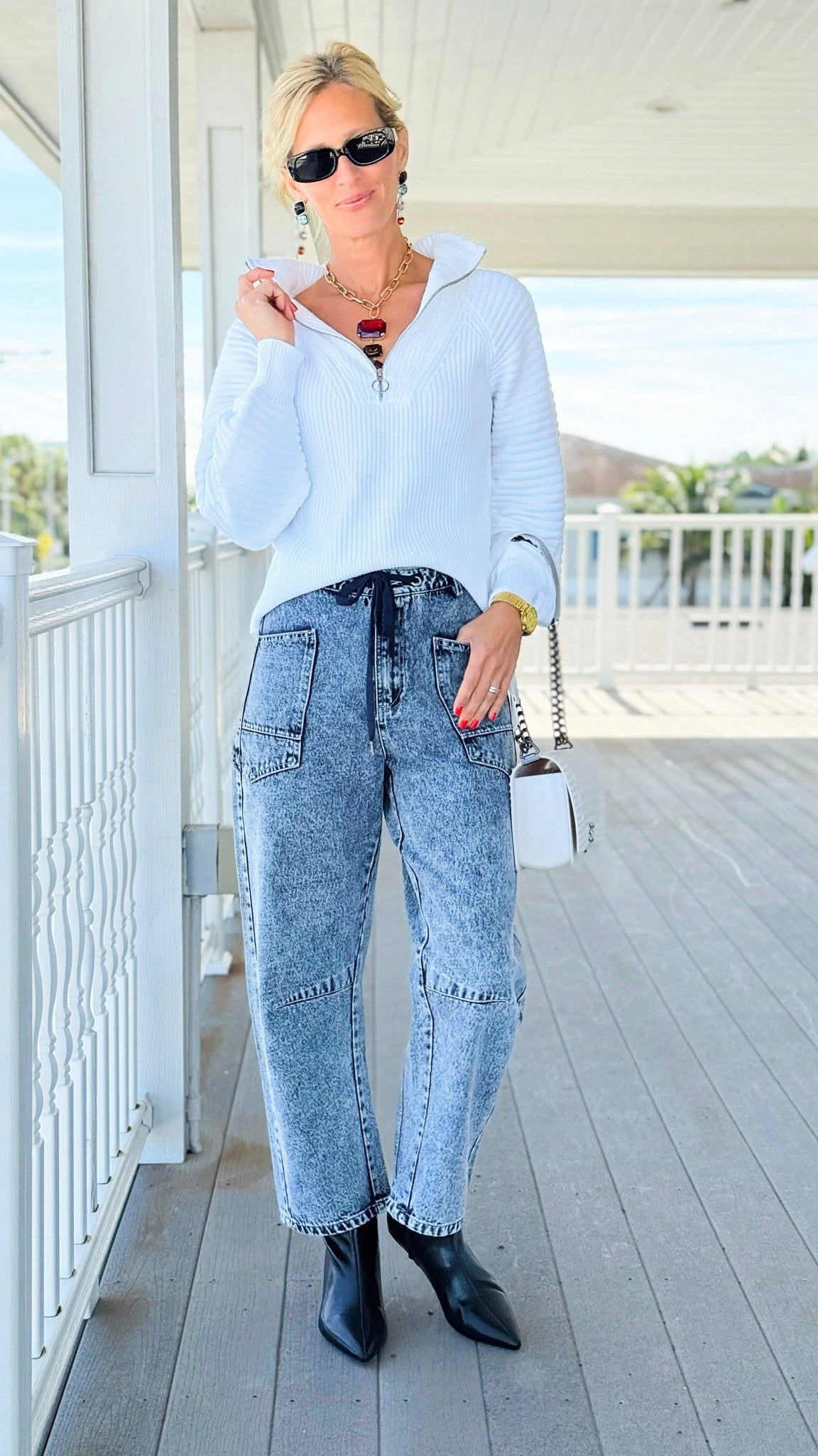 Dreamscape Drawstring Wide Leg Pants-190 Denim-LovLov-Coastal Bloom Boutique, find the trendiest versions of the popular styles and looks Located in Indialantic, FL