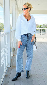 Dreamscape Drawstring Wide Leg Pants-190 Denim-LovLov-Coastal Bloom Boutique, find the trendiest versions of the popular styles and looks Located in Indialantic, FL