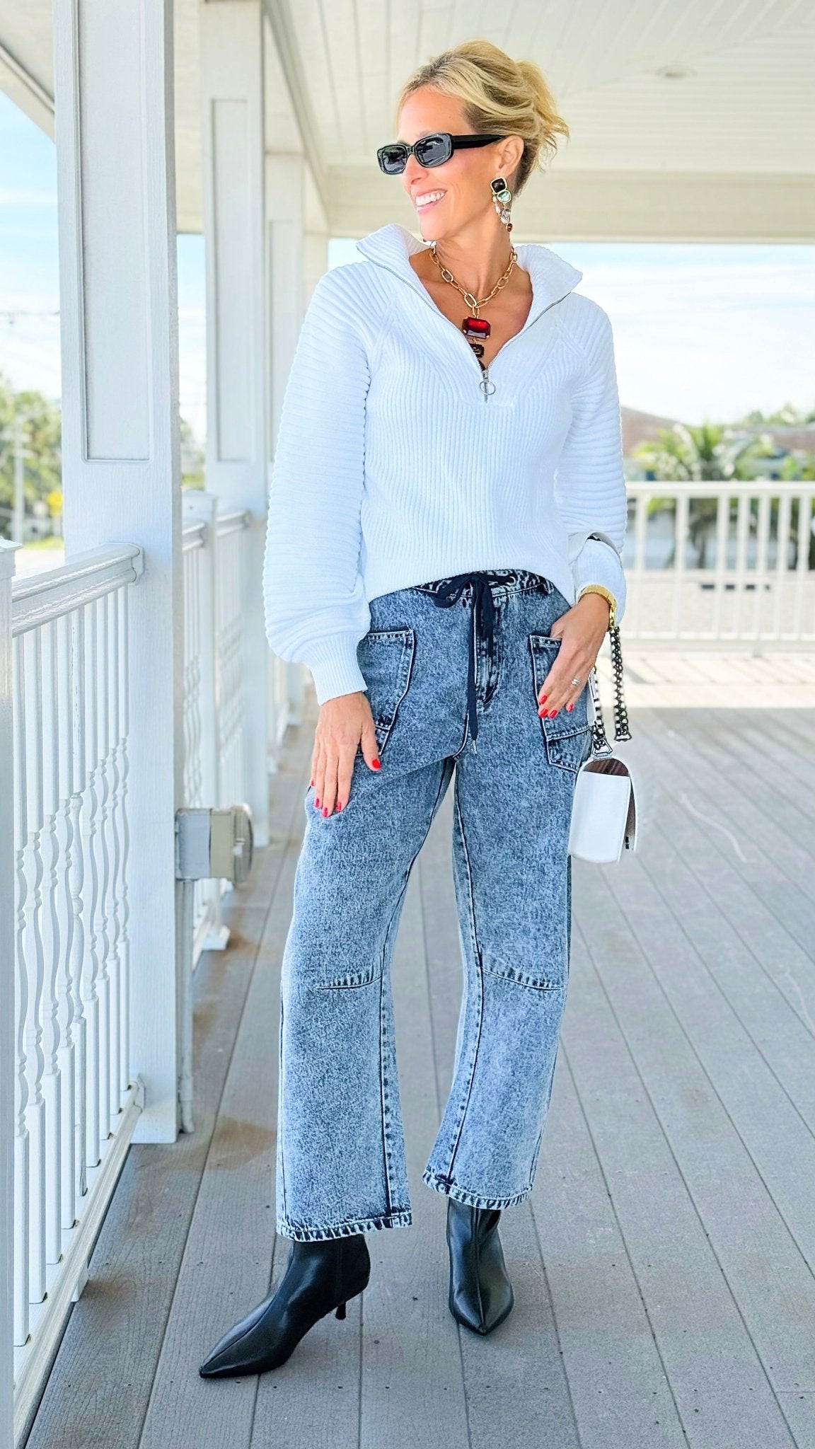 Dreamscape Drawstring Wide Leg Pants-190 Denim-LovLov-Coastal Bloom Boutique, find the trendiest versions of the popular styles and looks Located in Indialantic, FL