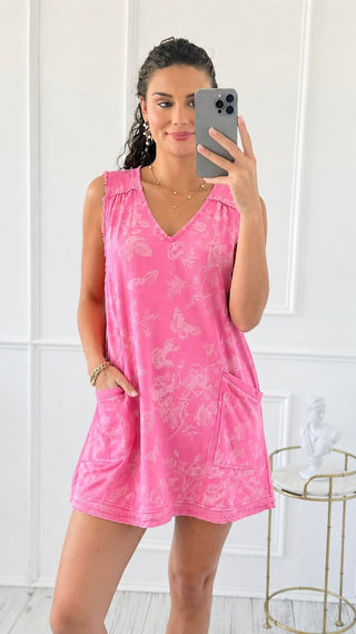 Drifty Mineral Washed Terry Dress - Pink
