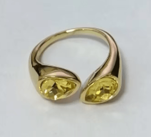 Dual Pear Adjustable Ring  - Canary