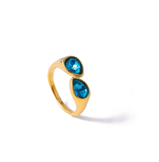 Dual Pear Adjustable Ring - Turquoise