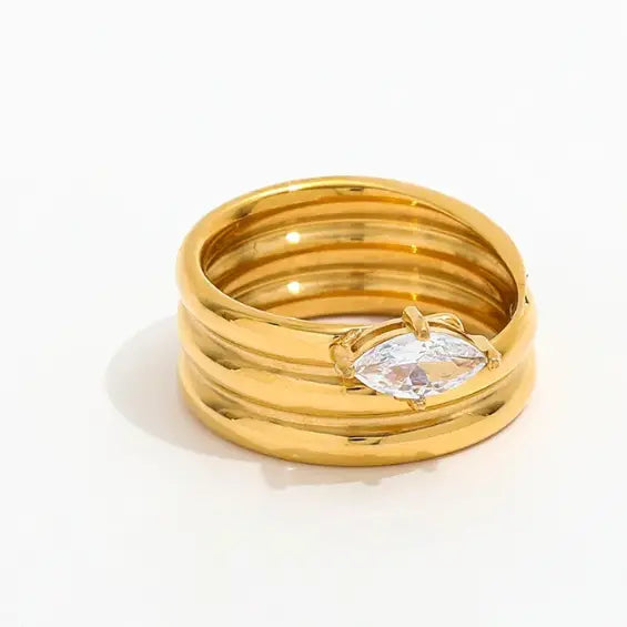 Gem Accent Gold Stacked Ring-230 Jewelry-HoopLa-Coastal Bloom Boutique, find the trendiest versions of the popular styles and looks Located in Indialantic, FL