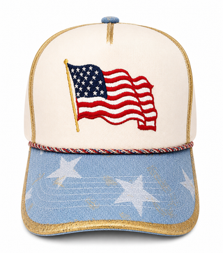 CB Custom - Golden All-American Star Cap - Light Denim
