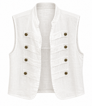 Italian Summer Linen Italian Vest - White