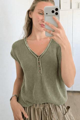 Ease Everyday Comfort Knit Top - Light Olive