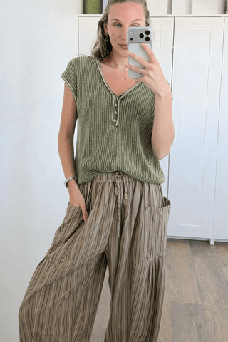 Ease Everyday Comfort Knit Top - Light Olive