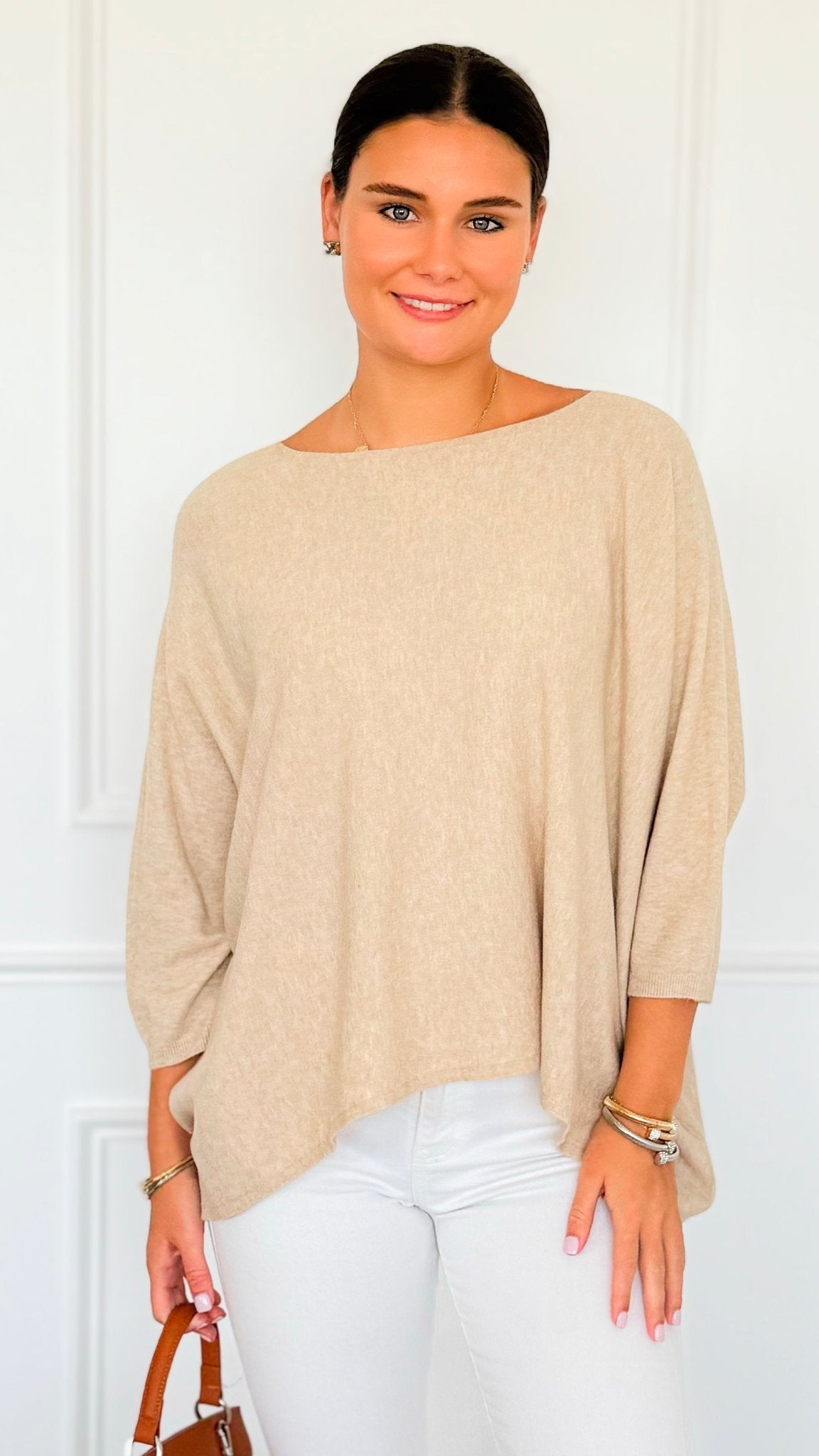 Ease & Flow Italian Dolman Sleeve Sweater-140 Sweaters-Italianissimo-Coastal Bloom Boutique, find the trendiest versions of the popular styles and looks Located in Indialantic, FL