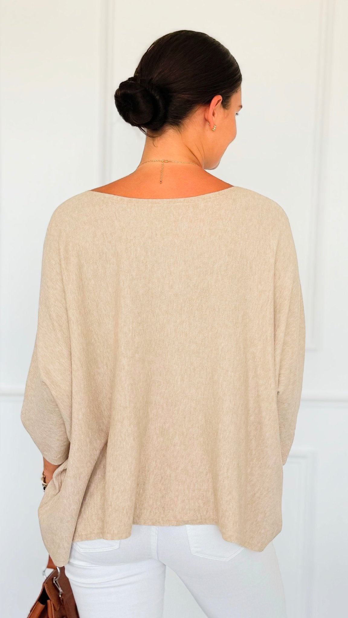 Ease & Flow Italian Dolman Sleeve Sweater-140 Sweaters-Italianissimo-Coastal Bloom Boutique, find the trendiest versions of the popular styles and looks Located in Indialantic, FL
