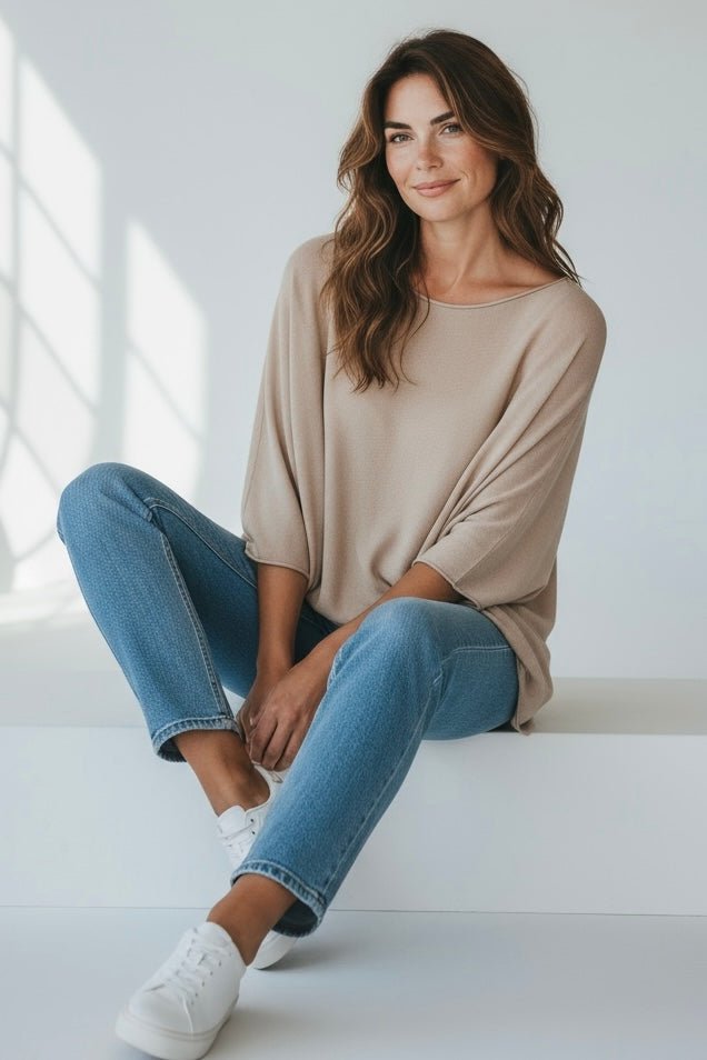 Ease Move Italian Top- Beige-110 Short Sleeve Tops-Aute-Coastal Bloom Boutique, find the trendiest versions of the popular styles and looks Located in Indialantic, FL