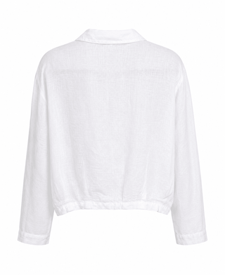 Easy Does It Italian Zip-Up Linen Jacket- White