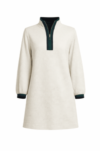 Easy Zip Front Textured Dress