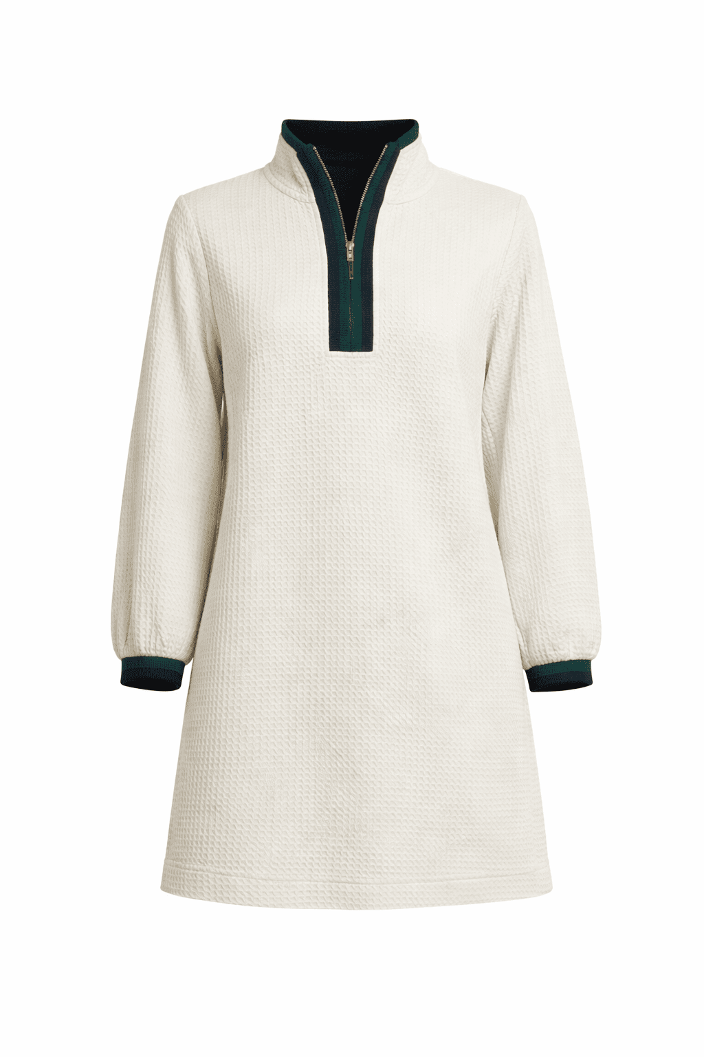 Easy Zip Front Textured Dress