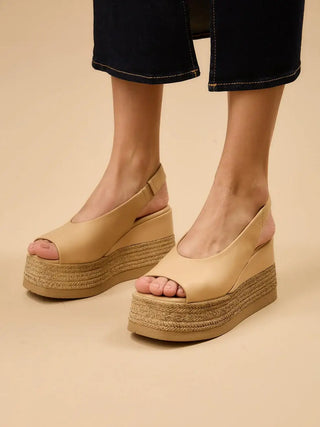 Agnesa Leather Espadrille Sandal- Beige