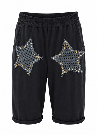 Star Gazer Italian Jogger Shorts - Black