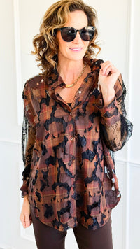 Edge Of Lace Italian Button Top-110 Long Sleeve Tops-TATTOO Z-Coastal Bloom Boutique, find the trendiest versions of the popular styles and looks Located in Indialantic, FL