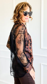Edge Of Lace Italian Button Top-110 Long Sleeve Tops-TATTOO Z-Coastal Bloom Boutique, find the trendiest versions of the popular styles and looks Located in Indialantic, FL