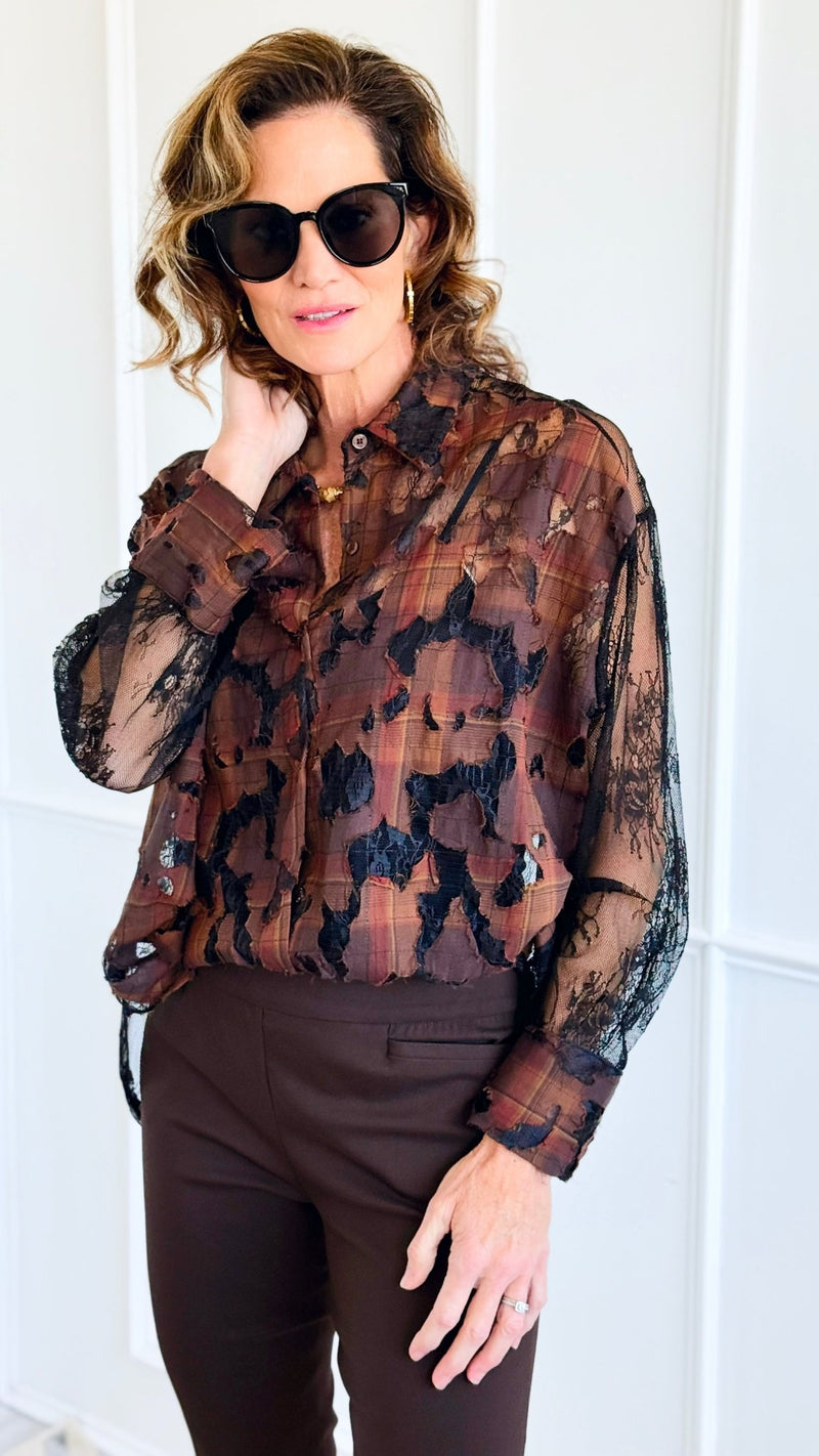 Edge Of Lace Italian Button Top-110 Long Sleeve Tops-TATTOO Z-Coastal Bloom Boutique, find the trendiest versions of the popular styles and looks Located in Indialantic, FL