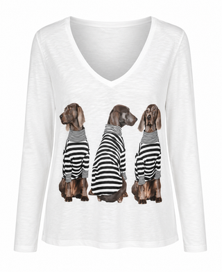 Three Attitudes Dog Lurex Trim Italian Top