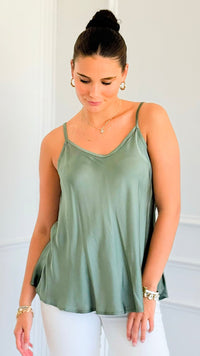 Effortless Glow Sleeveless Italian Top- Olive-100 Sleeveless Tops-JOY & LOVE-Coastal Bloom Boutique, find the trendiest versions of the popular styles and looks Located in Indialantic, FL
