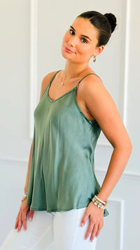 Effortless Glow Sleeveless Italian Top- Olive-100 Sleeveless Tops-JOY & LOVE-Coastal Bloom Boutique, find the trendiest versions of the popular styles and looks Located in Indialantic, FL