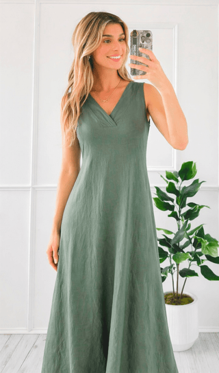 Effortless Impact Italian Dress- Olive