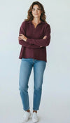 Eileen Cozy Lounge Collar Pullover Top - Dark Plum-110 Long Sleeve Tops-MONO B-Coastal Bloom Boutique, find the trendiest versions of the popular styles and looks Located in Indialantic, FL