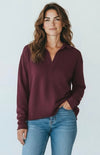 Eileen Cozy Lounge Collar Pullover Top - Dark Plum-110 Long Sleeve Tops-MONO B-Coastal Bloom Boutique, find the trendiest versions of the popular styles and looks Located in Indialantic, FL
