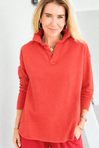 Eileen Cozy Lounge Collar Pullover Top - Peperosa