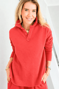 Eileen Cozy Lounge Collar Pullover Top - Peperosa