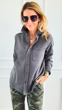 Eileen Fall Shacket - Dark Grey-160 Jackets-Rosio-Coastal Bloom Boutique, find the trendiest versions of the popular styles and looks Located in Indialantic, FL