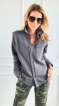 Eileen Fall Shacket - Dark Grey-160 Jackets-Rosio-Coastal Bloom Boutique, find the trendiest versions of the popular styles and looks Located in Indialantic, FL