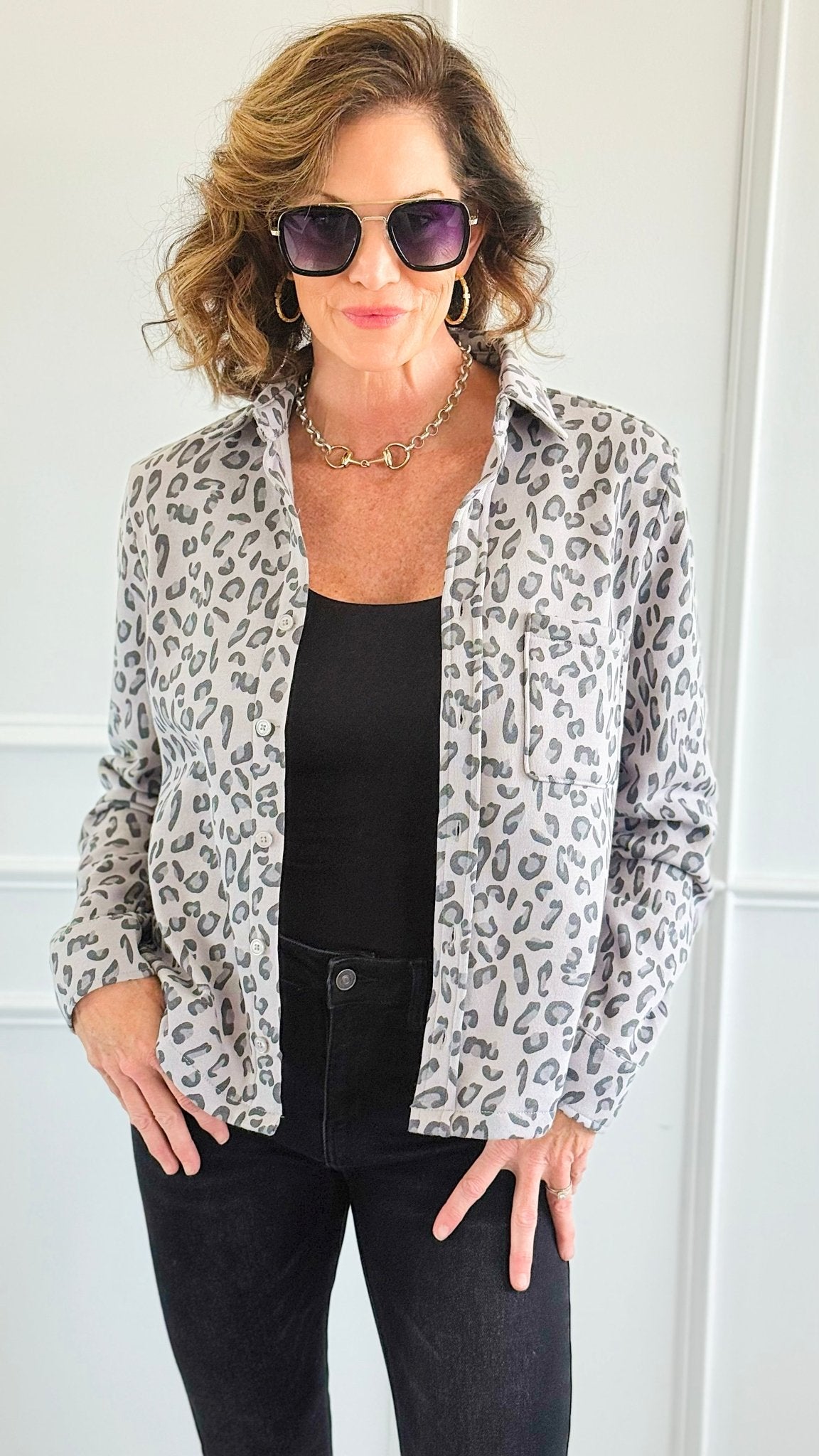 Eileen Fall Shacket - Leopard-110 Long Sleeve Tops-Rosio-Coastal Bloom Boutique, find the trendiest versions of the popular styles and looks Located in Indialantic, FL