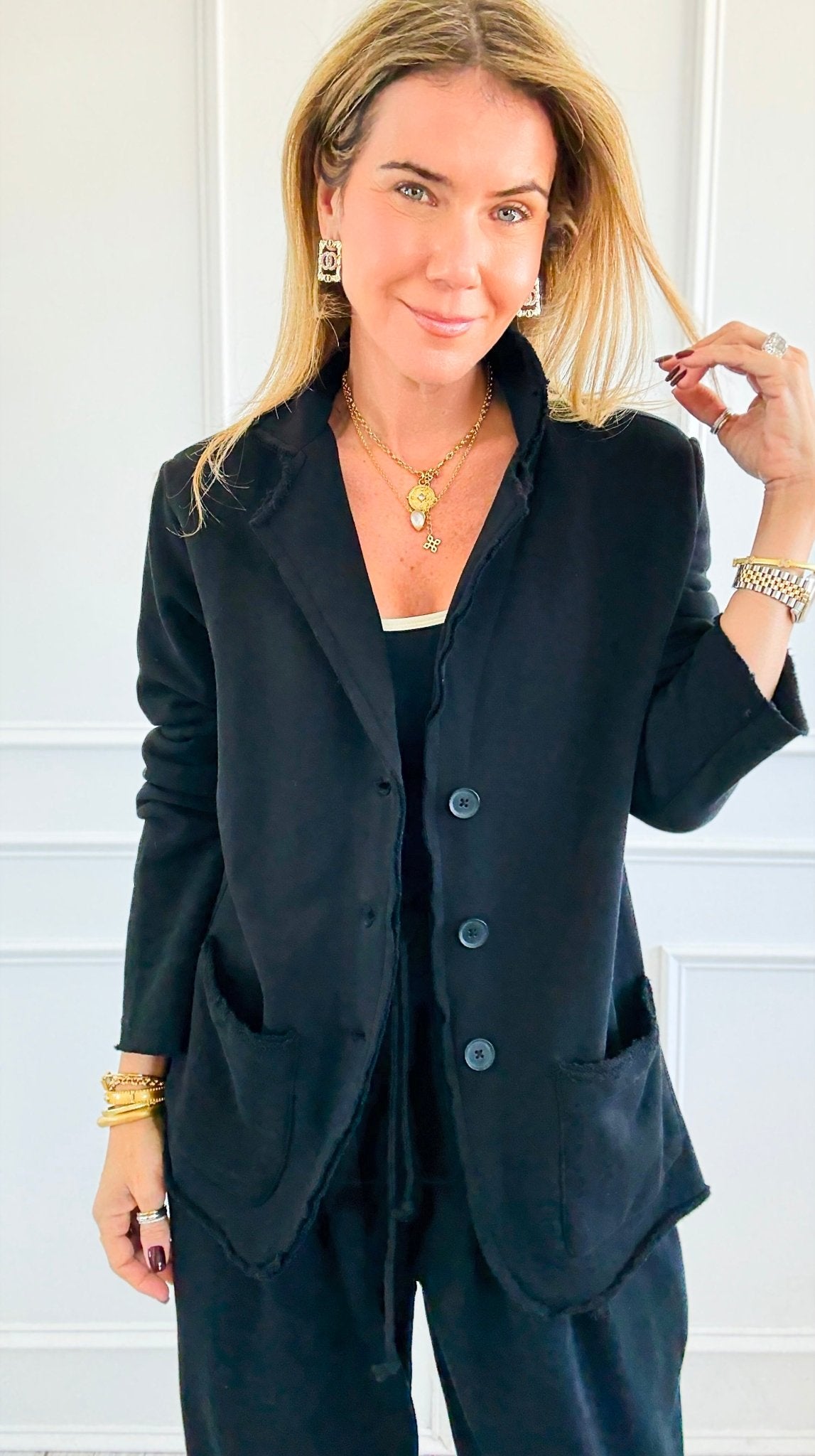 Eileen Knit Blazer-160 Jackets-Mono B-Coastal Bloom Boutique, find the trendiest versions of the popular styles and looks Located in Indialantic, FL