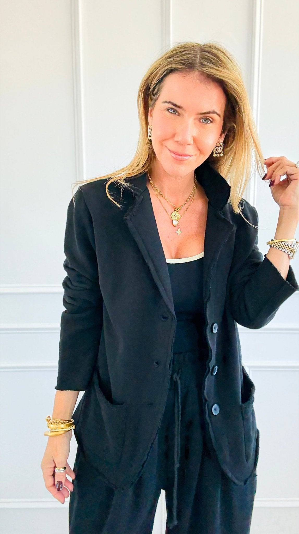 Eileen Knit Blazer-160 Jackets-Mono B-Coastal Bloom Boutique, find the trendiest versions of the popular styles and looks Located in Indialantic, FL