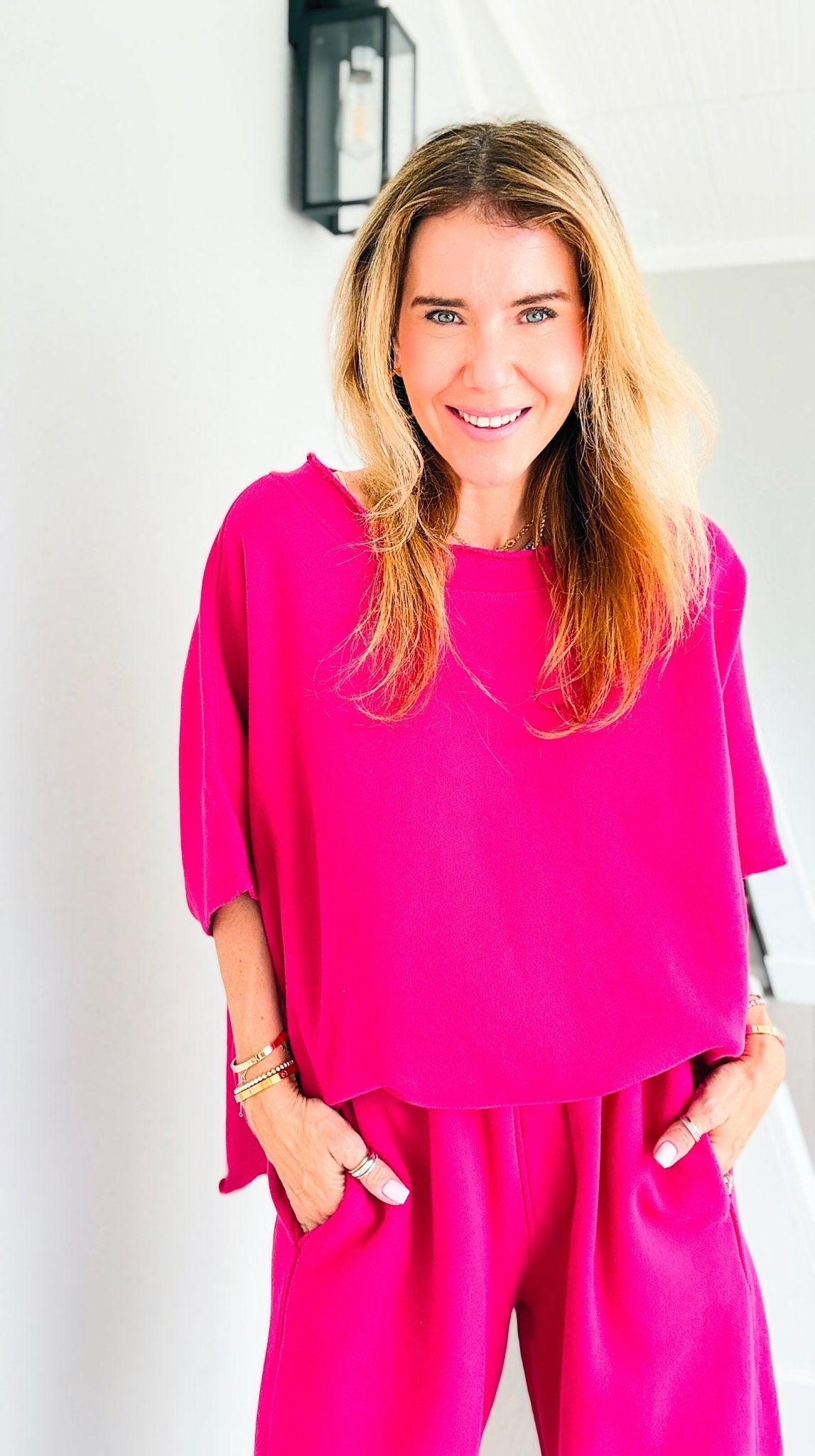 Eileen Relaxed Everyday Lounge Top - Plum Pink