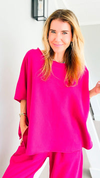 Eileen Relaxed Everyday Lounge Top - Plum Pink