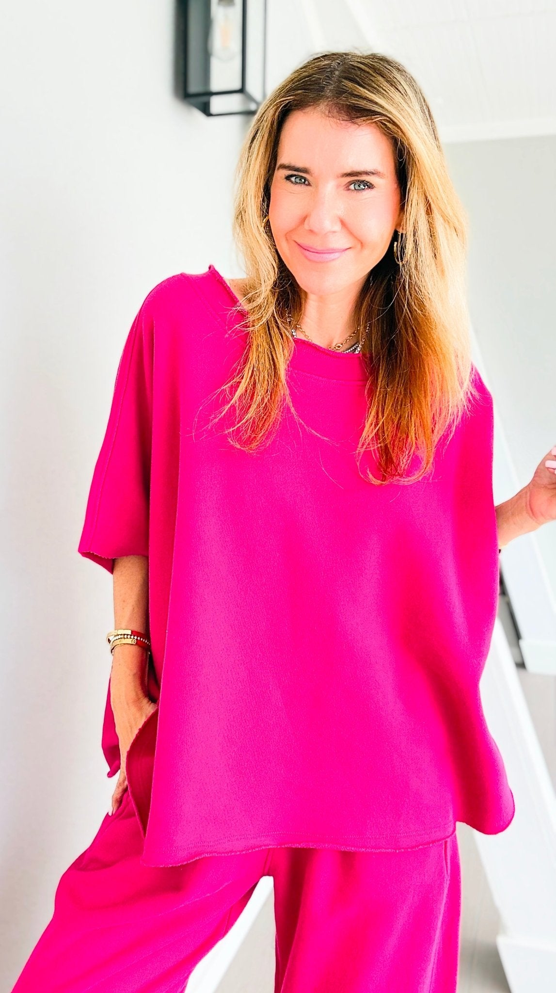 Eileen Relaxed Everyday Lounge Top - Plum Pink