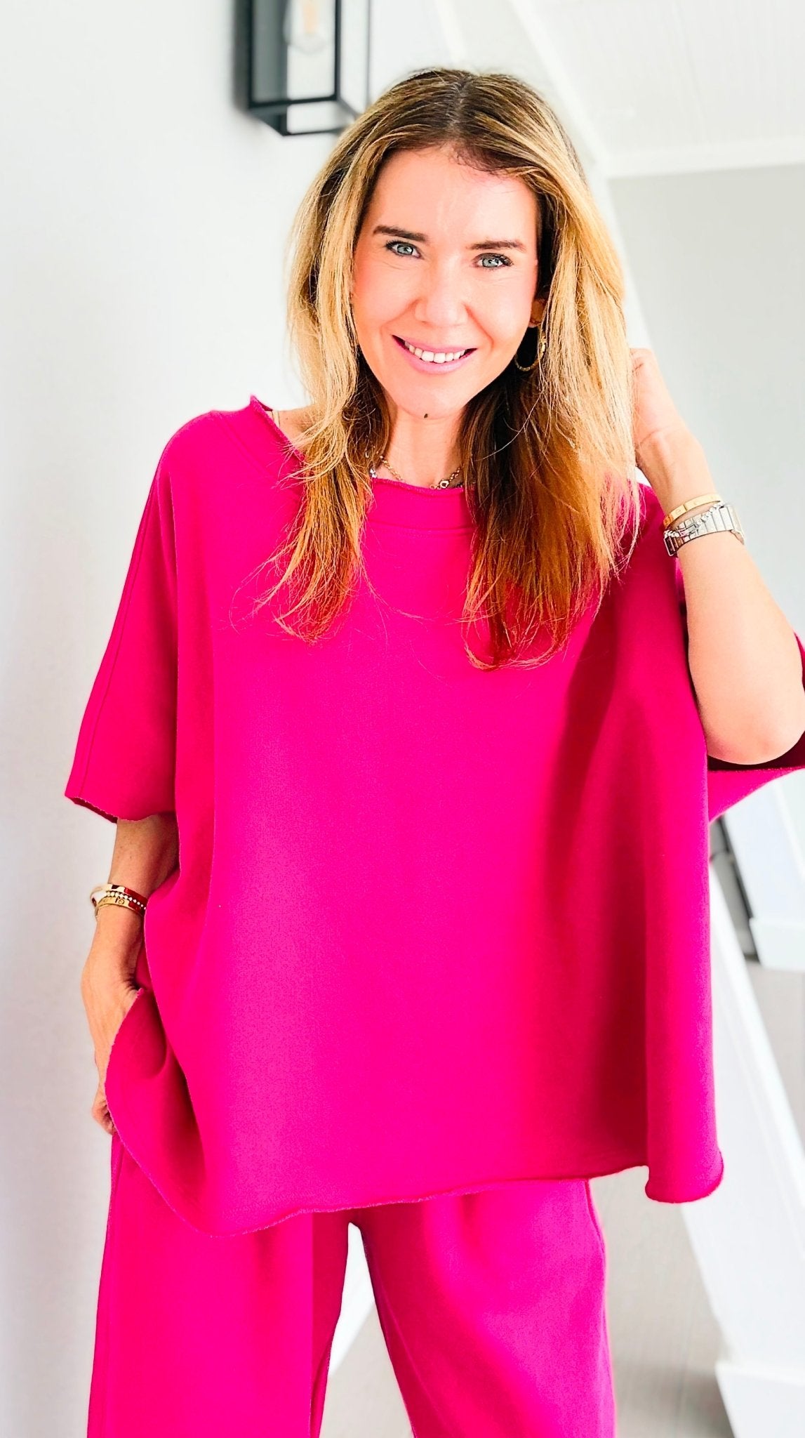 Eileen Relaxed Everyday Lounge Top - Plum Pink