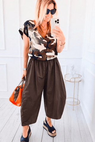 Elevated Italian Barrel Pant- Chocolate