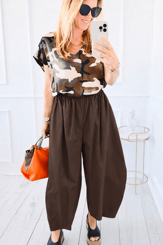 Elevated Italian Barrel Pant- Chocolate