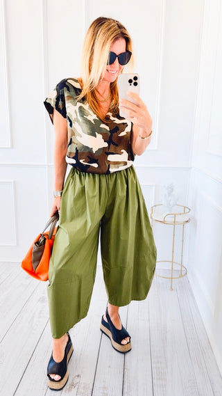 Elevated Italian Barrel Pant- Olive