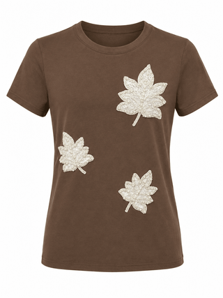 Embellished Leaf Appliqué Top