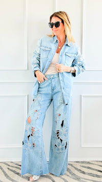 Embroidered Bloom Jeans