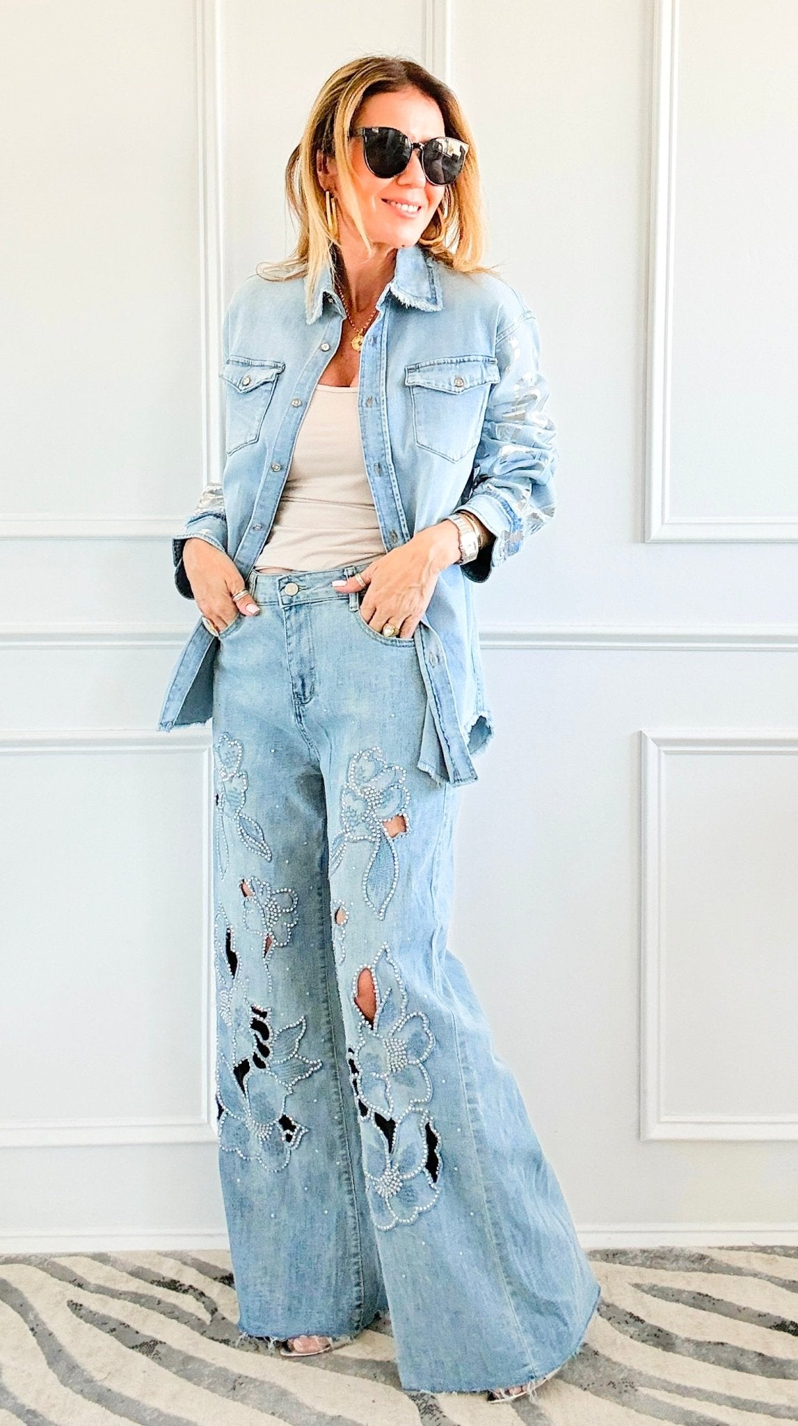 Embroidered Bloom Jeans