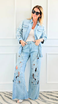 Embroidered Bloom Jeans