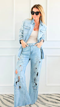 Embroidered Bloom Jeans