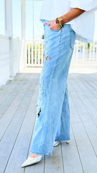 Embroidered Bloom Jeans