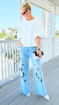 Embroidered Bloom Jeans